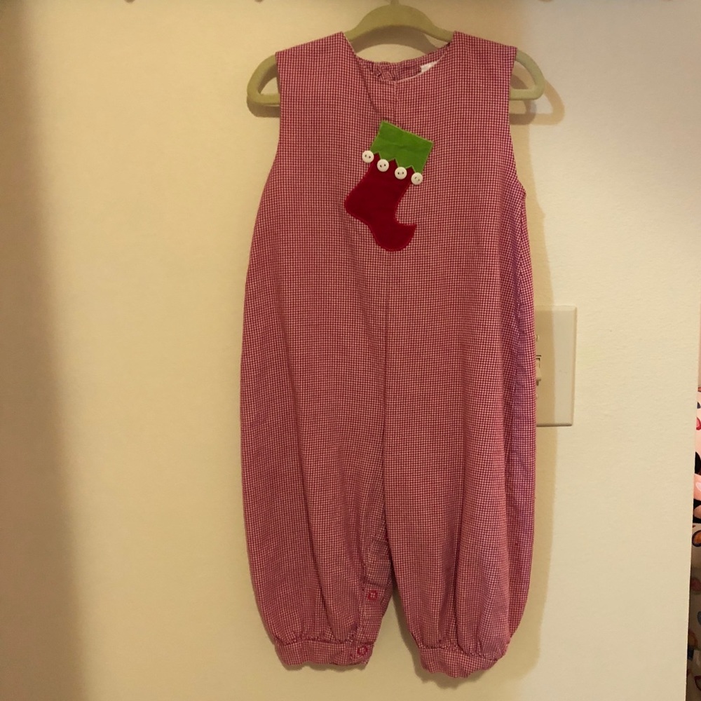 Baby Boys Gingham Christmas Bubble Sz 18months